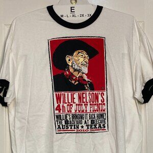 Willie Nelson Authentic Franks Bros' Print Tee 4th July Picnic 2010